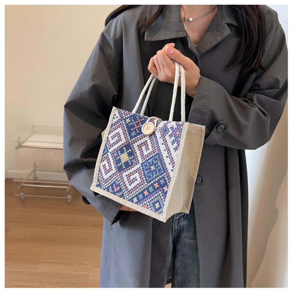 JMXD-этнический стиль Холщовая сумка, летняя мода, портативная льняная сумка для ланча, сумка Bento, ручная сумка для мамы