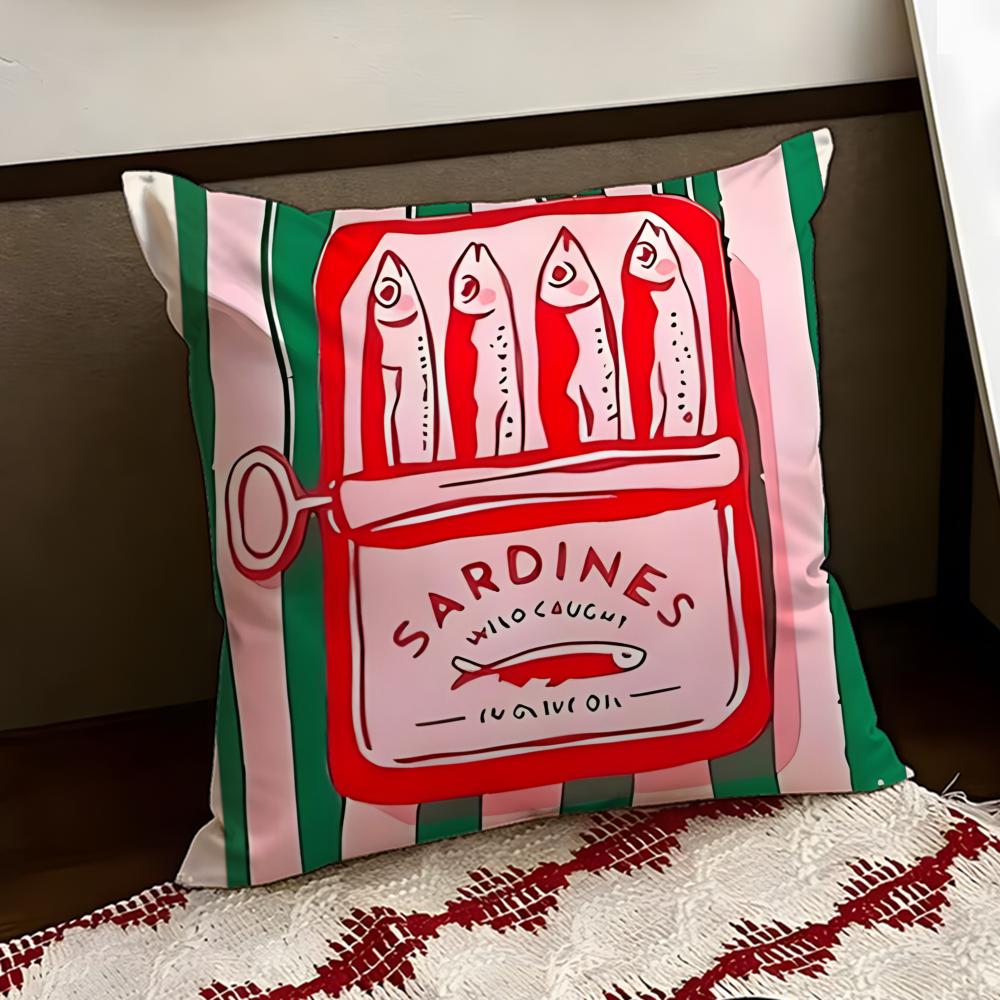 Cartoon SSardine CCan cute Cushion Cover Reversible Soft Durable Pillow Cover Home Car MultiScene Use for Daily Comfort