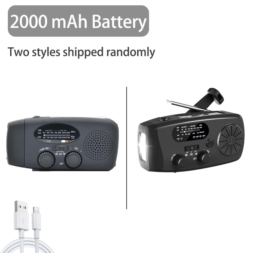 Солнечное перезаряжаемое радио Радио со светодиодной подсветкой Ручной перезаряжаемый аварийный фонарь Водонепроницаемый аварийный фонарь для приключений на открытом воздухе