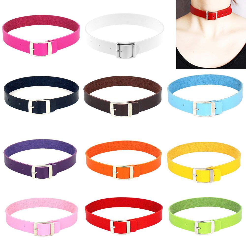 Quality Trendy Punk Belt Collar Harajuku PU Leather Jewelry Fashion Accessories Necklaces Choker
