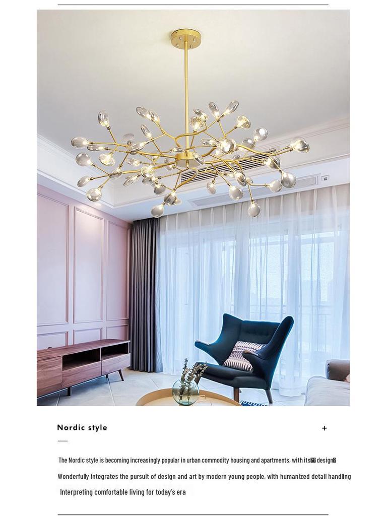 Nordic Firefly Branch Chandelier - Creative Lighting for Living Room or Bedroom