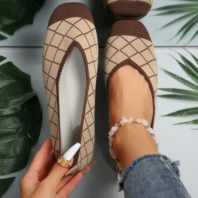 Модные женские кроссовки на плоской подошве, однотонные трикотажные туфли без застежек, повседневные дышащие балетки, женская дизайнерская обувь, лоферы, женские кроссовки