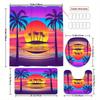Coconut Tree Decorative Shower Curtain Bathroom Set - Machine Washable, With 12 Hooks, Including Toilet Seat Cover And Bathtub