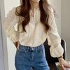 Elegant Embroidery Lace Women Blouse Autumn Fashion Vintage Round Neck Slim Long Sleeve Women's Shirt Tops Solid Loose Casual Ladies Blouses 25174