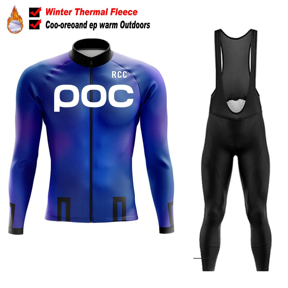 RCC POC Team Winter Cycling Jersey Set Bicycle Sportwear Suit MTB Uniform Ciclismo Road Bike Clothing Bicicleta