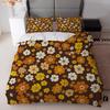 3Pcs Retro Floral Duvet Cover Set, Brown Orange Flower Print Polyester Bedding With Pillowcases, Machine Washable All Season