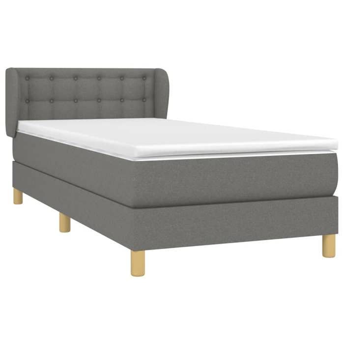 3127078 vidaXL Divan Bed with Mattress Dark Grey 80x200 Cm Fabric