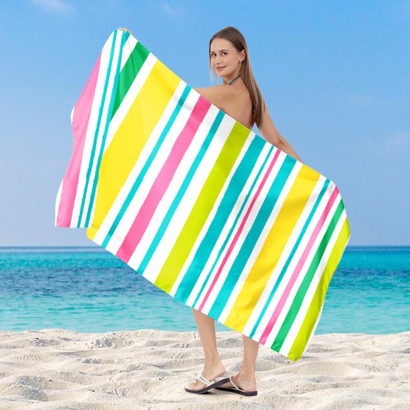 Quick Dry Beach Towel Adults Double Sided Plush Digital Print Sun Protection Cover Up Swim Bath Large Size Customizable
