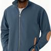 Men Fleece Lined Stand Collar Zip Up Loose Jacket