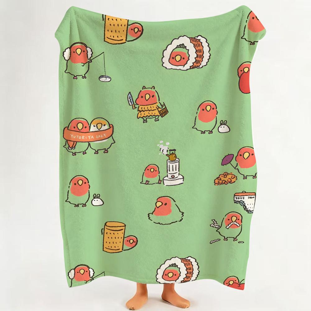 illust Y Yutoriya Throw Flannel Throw Blanket Suitable for Sofa Living Room Bedroom