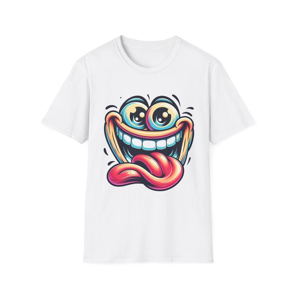 Cartoon Smiley Unisex Softstyle T-Shirt - Perfect for Parties and Everyday Wear