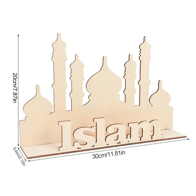 New Wooden EID Mubarak Decoration Ramadan Mubarak Ornaments Islamic Muslim Pendant Eid Al Adha Party Supplies Ramadan Kareem Gif