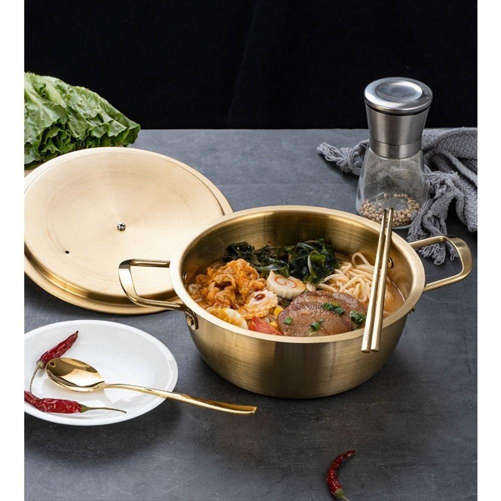 С крышкой Кастрюля для рамена из нержавеющей стали, кастрюля для супа, новая кастрюля, походная посуда