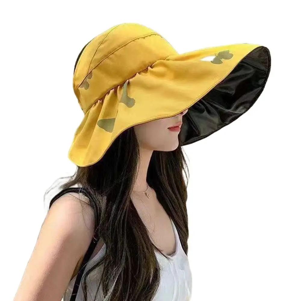 Защита от ультрафиолета, летняя солнцезащитная кепка, складная солнцезащитная шляпа-ведро, легкая, с большим козырьком, женская солнцезащитная шляпа