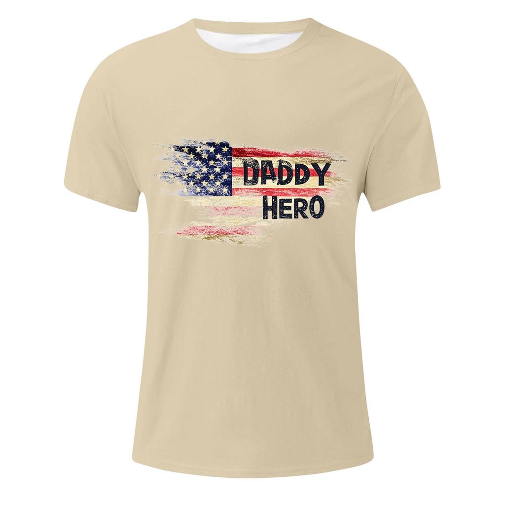 Мужская футболка с принтом флага ко Дню отца, мужской свободный повседневный топ с коротким рукавом