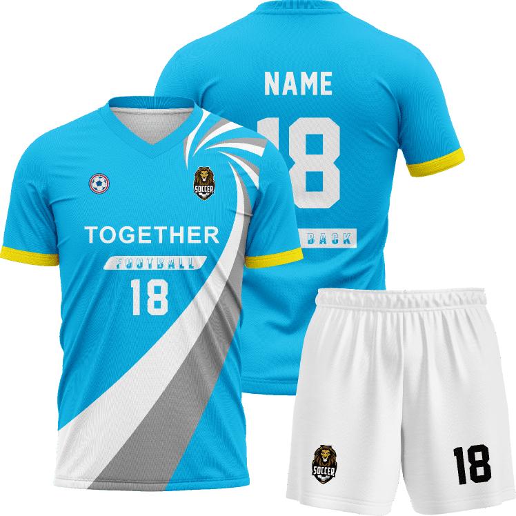 Custom High Quality Men's Soccer Uniform 100% Polyester Sublimated Football Wear Professional Sets Name OEM Service for Adults