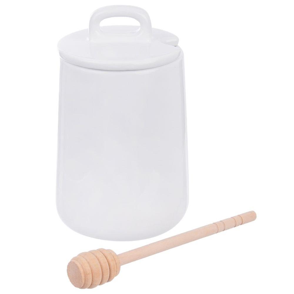 Porcelain Honey Container Honey Pot Honey Dipper with Lid