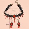 1 комплект серег-подвесок с кисточками из страз в темном готическом стиле и ожерелье, винтажные богемные кружевные серьги-подвески на цепочке
