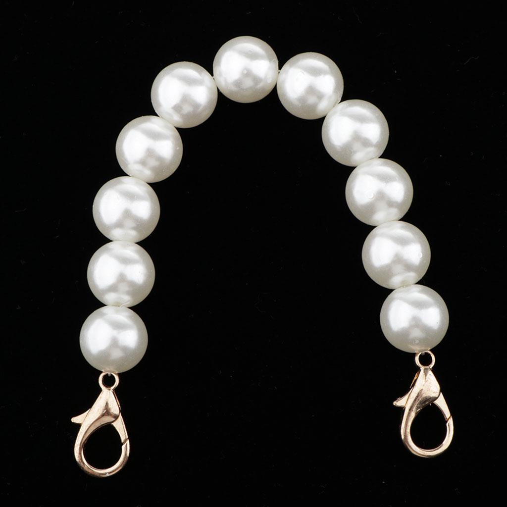 Round Pearl Beading Short Handles Replacement for Beach Bag Handbags Strap