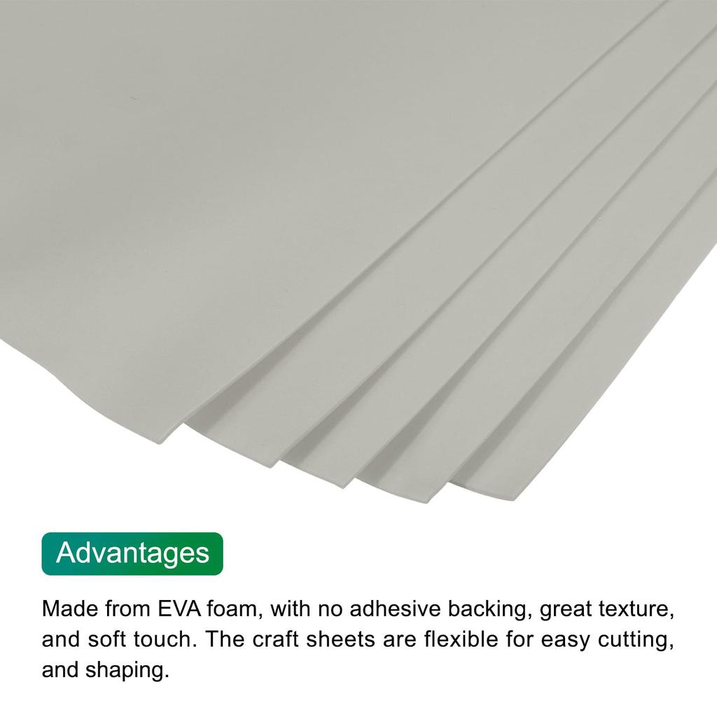 uxcell EVA Foam Sheets Gray x 2mm Thick Craft Foam EVA Sheets Costume Arts Crafts Projects Set of 5 35.4" 19.7" &
