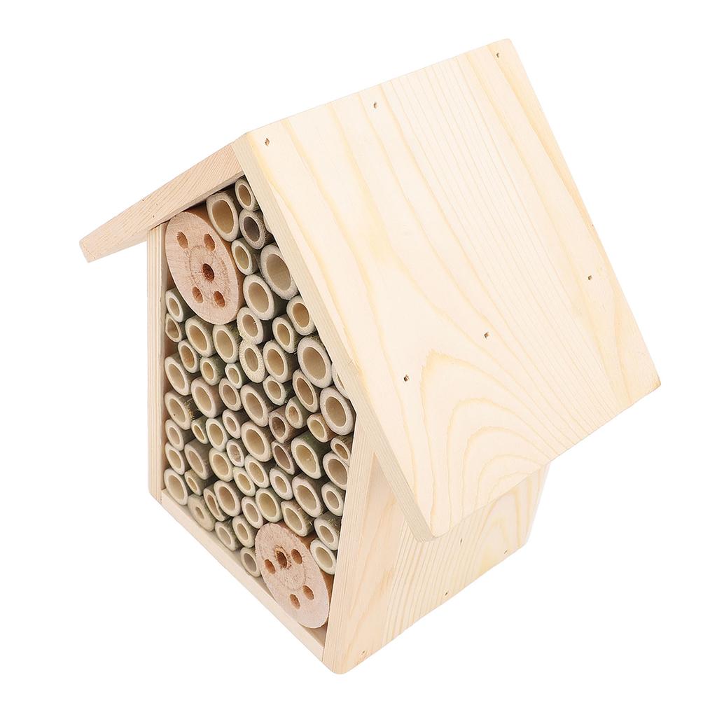 Bee House Hanging Harmless Eco Friendly Wooden Bee Box Habitat for Outdoor Garden Yard