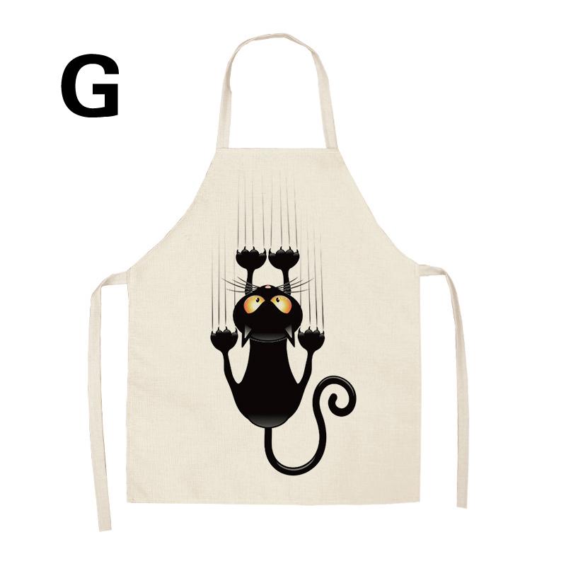 1 шт. домашний кухонный фартук без рукавов из хлопка и льна, фартуки с рисунком кота, забавная одежда для уборки