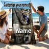 Custom Name Personalized Real Madrid CF Print Beach Towel, for Trip Camping Beach Party Home Decor, Birthday Gift for Family & Friends