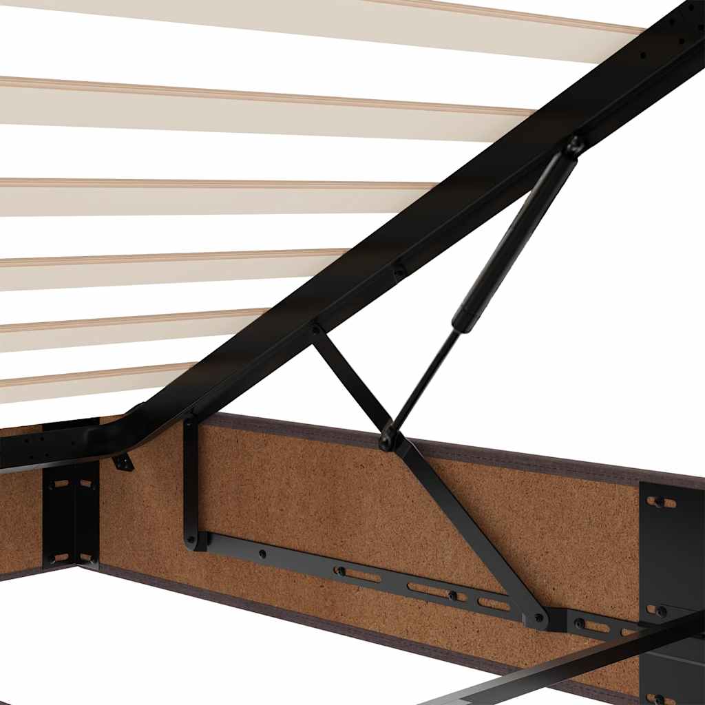 Enjoy a restful night s sleep with this ottoman bed with mattress and LED lighting in dark brown measuring 120 x 190 cm