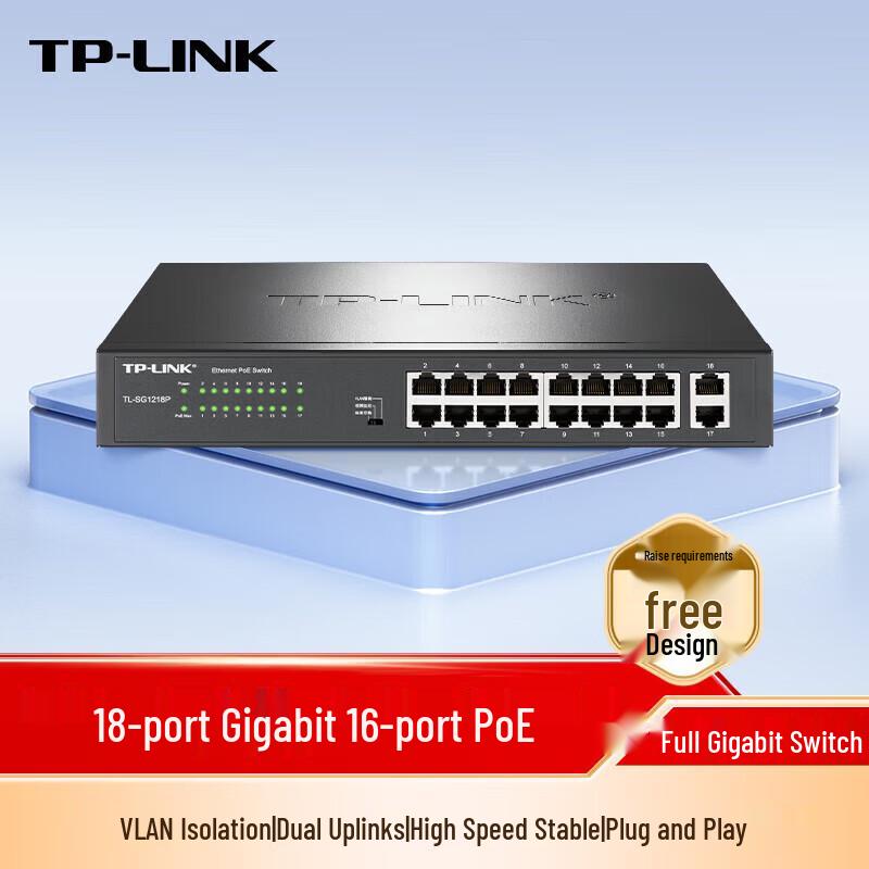 TP-LINK TL-SG1218P 16-Port Gigabit PoE Unmanaged Ethernet Switch