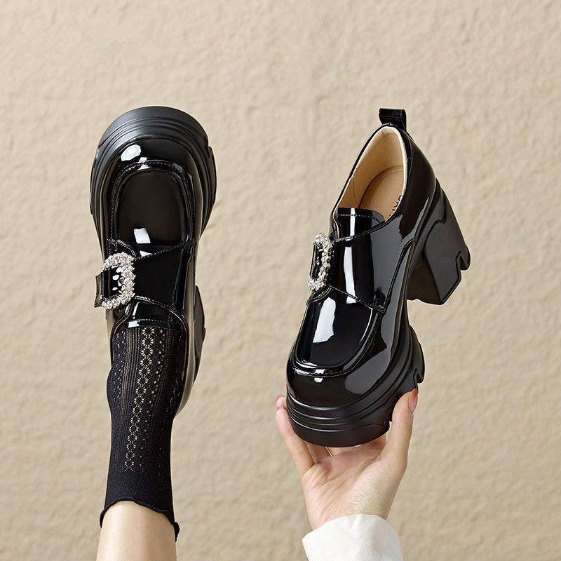 Мода Мода Круглый Носок Плоская Кожа Толстая Подошва Женские Лоферы 2025 Повседневные Однотонные Платформа Женские Балетки Zapatillas Mujer