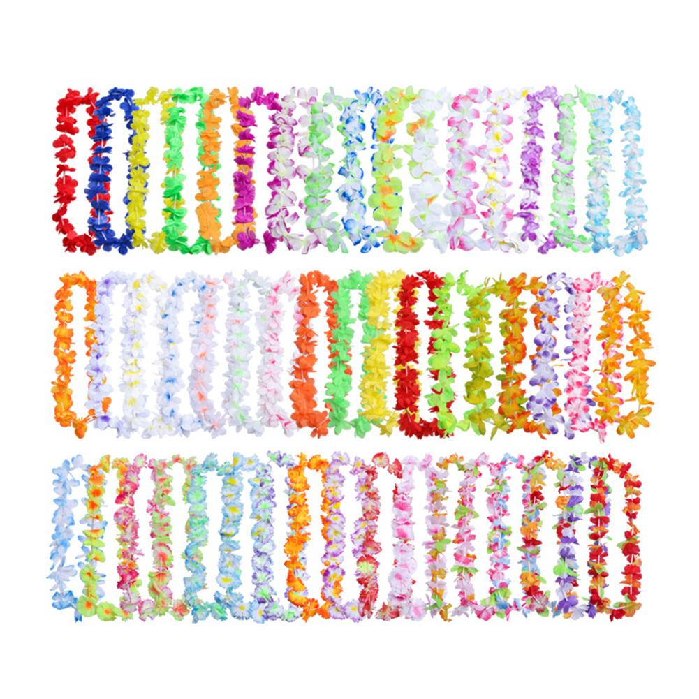 50 Pcs/100 Pcs Wreath Set Garland Artificial Necklace Flowers Leis Party Supplies Hanging Pendant Decoration