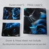 3Pcs 3D Black Cat Blue Rose Bedding Set, Floral Animal Duvet Cover Set (1 Duvet Cover + 2 Pillowcases, No Inserts)