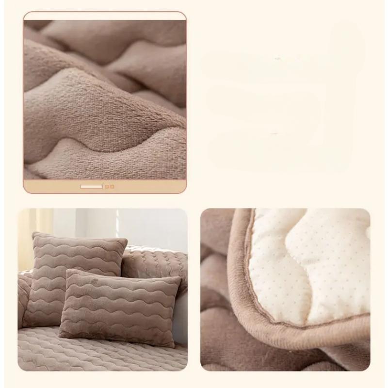 Зимний утепленный плюшевый коврик для дивана, скандинавский однотонный чехол для дивана, угловой чехол для дивана, противоскользящее одеяло для гостиной, дома