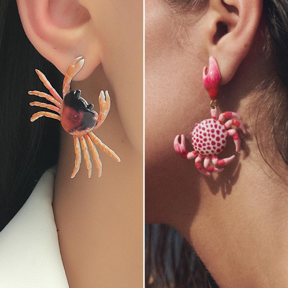 Creative Crab Earrings Unique Crab Claw Stud Earrings Trendy Pink Crab Ear Stud Girls