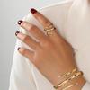 Wide-faced Lines Hollow Opening Ring Bracelet Exaggerated Atmosphere Bracelet Light Luxury Cold Wind Jewelry Set Women