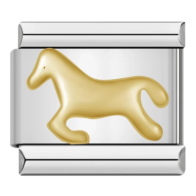 9mm Width Original Daisy Heart Flower Butterfly Cross Green Italian Charm Bracelet Stainless Steel Jewelry Making DJ001