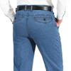 Men's High Waist Straight Jeans Elastic Loose Denim Pants Spring and Autumn Middle-aged Elderly Dad Casual Jeans Denim Trousers