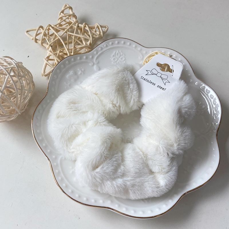 Зимние теплые мягкие резинки для волос для женщин и девочек, милая плюшевая эластичная лента для волос, разноцветная резинка-петля для волос, аксессуары для волос