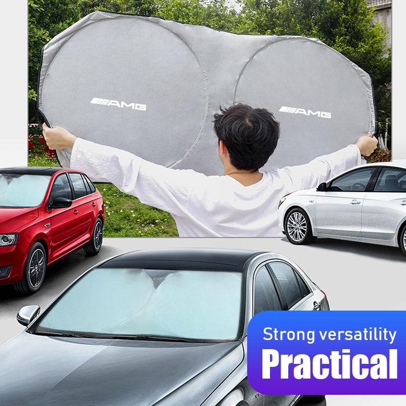 Car Windshield Sunshade Sun Protector Cover Keychain For Mercedes Benz AMG Smart Fortwo 451 450 453 EQ Forfour Coupe Cabrio 451 LL3