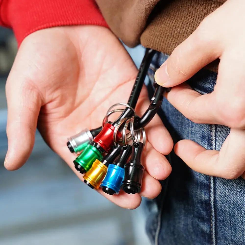6pcs Hexagonal Shank Key Chain Adapter Drill Bit Portable Hand Tool Screwdriver Head Holder Outdoor
