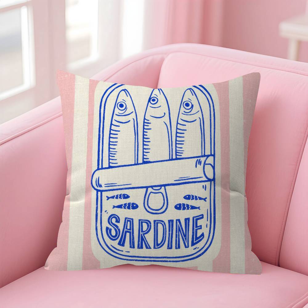 Anime Sardines Art Pillow Cushion Cover Pillowcase Living Room Sofa Home Decor Customized