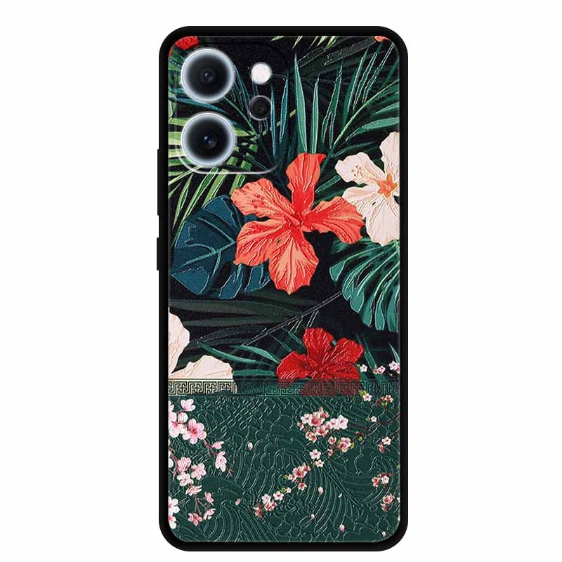 Cartoon Phone Case For Oppo Reno15 F Soft TPU Silicone Protector Relief Flower Emboss 3D Cover Funda Reno15F 15F Bumper Shield