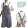 Mutenye Apron, Large Size, H-Shaped, Shoulder Strap, for Men and Women, Stylish, Solid Color, Easy To Put On and Take Off, with 3 Pockets, for Nursery