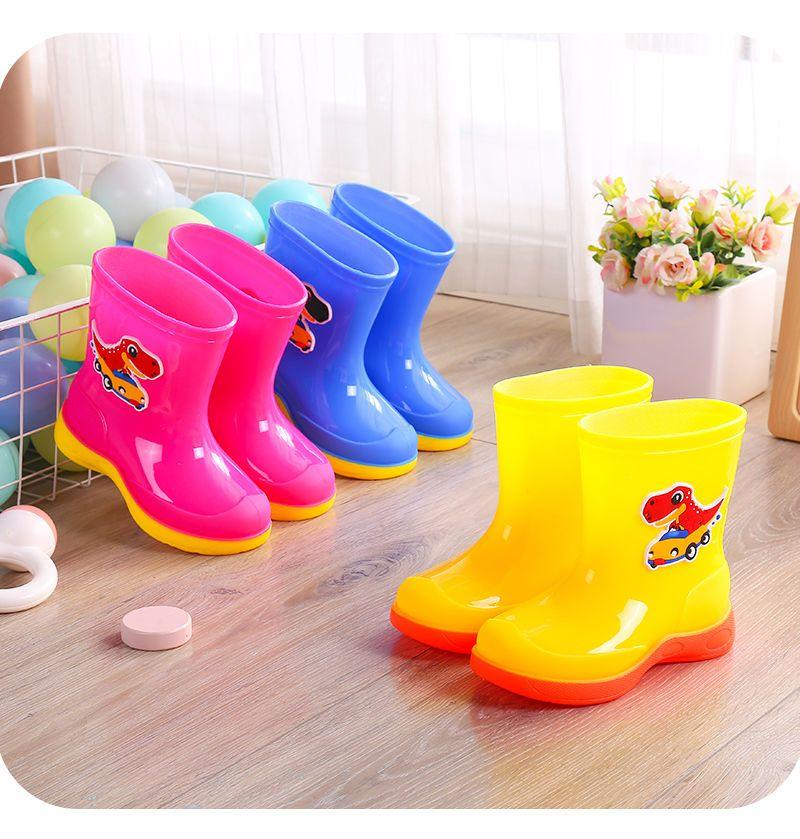 Waterproof Baby Rain Boots Non-Slip Cotton Lined Rubber Shoes for Boys Girls Kids Outdoor Warm Rain Shoes