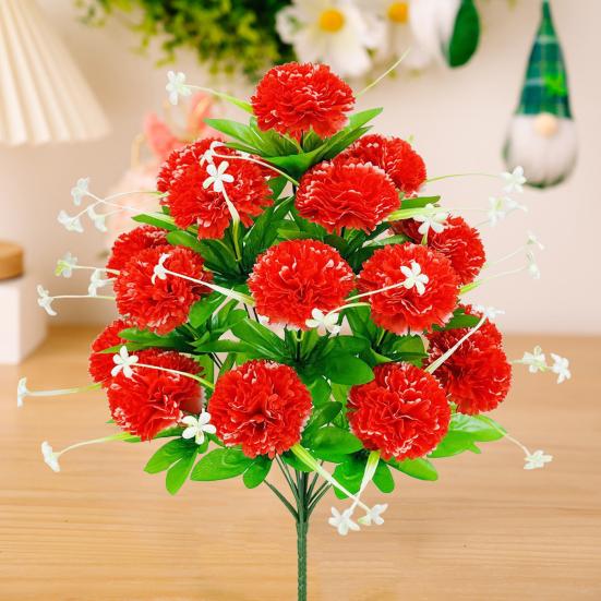 Artificial Carnation Realistic 18 Head Fake Silk Flower UV Resistant Wedding Party