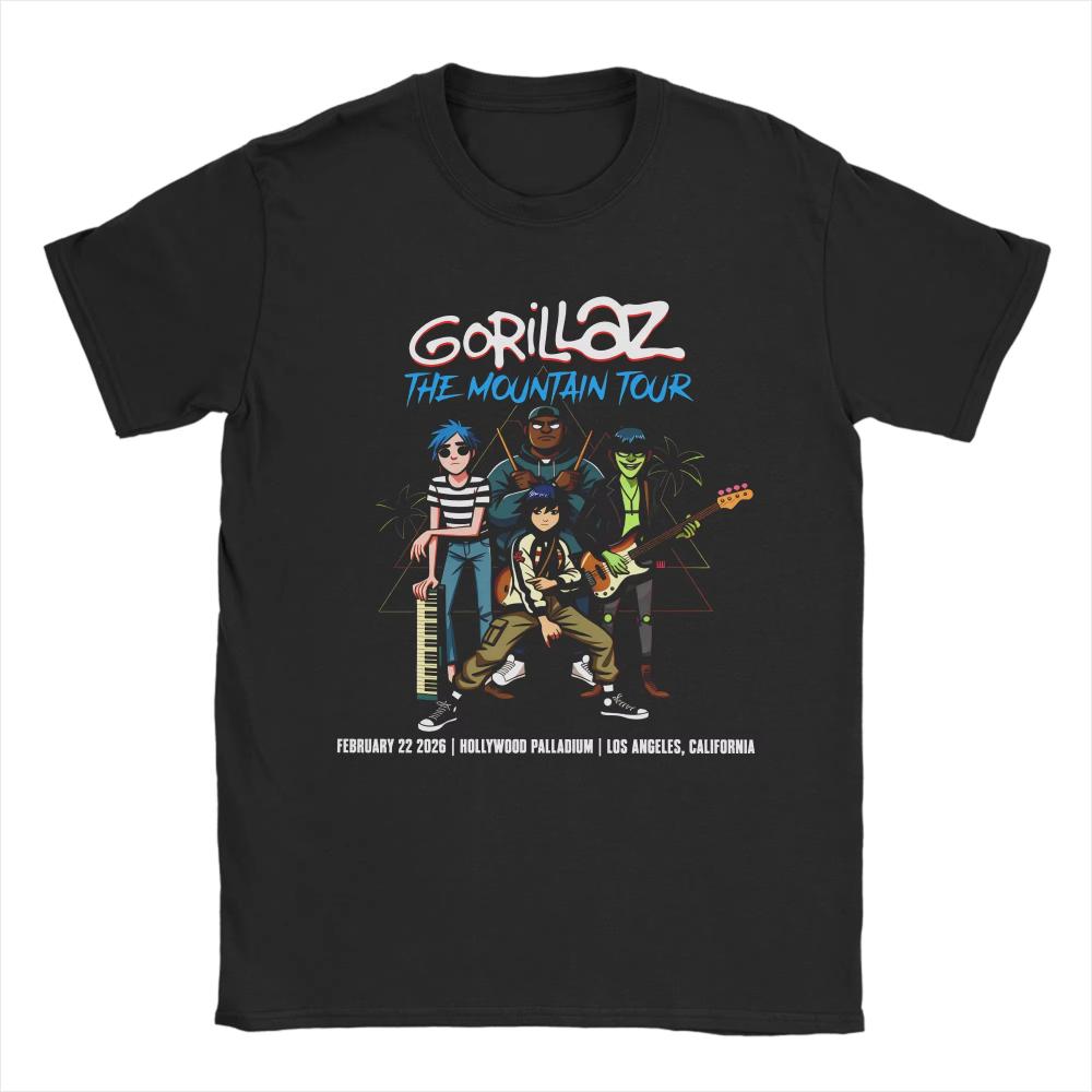 Новая футболка Gorillaz The Mountain Tour для мужчин и женщин, с круглым вырезом, из чистого хлопка, с коротким рукавом, одежда