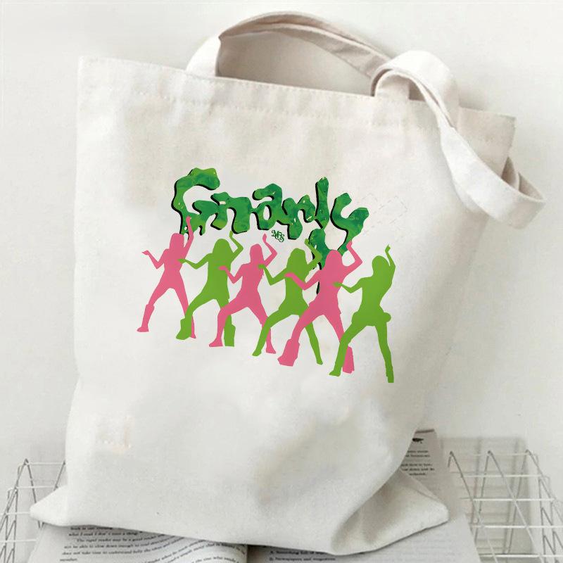 KATSEYE Gnarly Print Canvas Tote Bag Kpop Girl Group Merch Shoulder Handbag Large Capacity Casual Shopper 60123-12