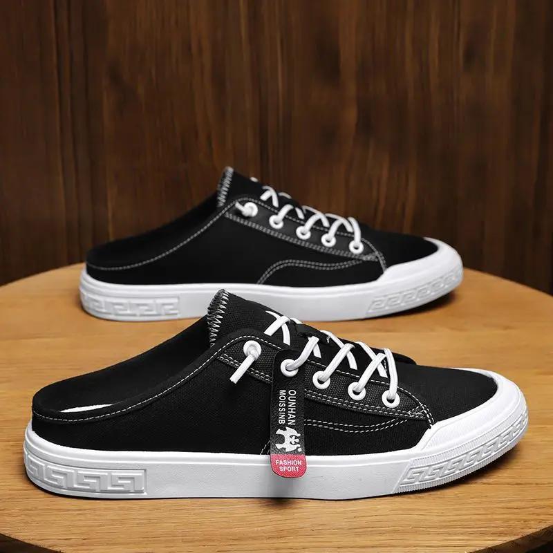 Мужские тапочки повседневные мужские туфли на плоской подошве из парусины дизайнерские роскошные резиновые летние распродажа оригинальные дешевые туфли ликвидация 2024 стильные шлепанцы