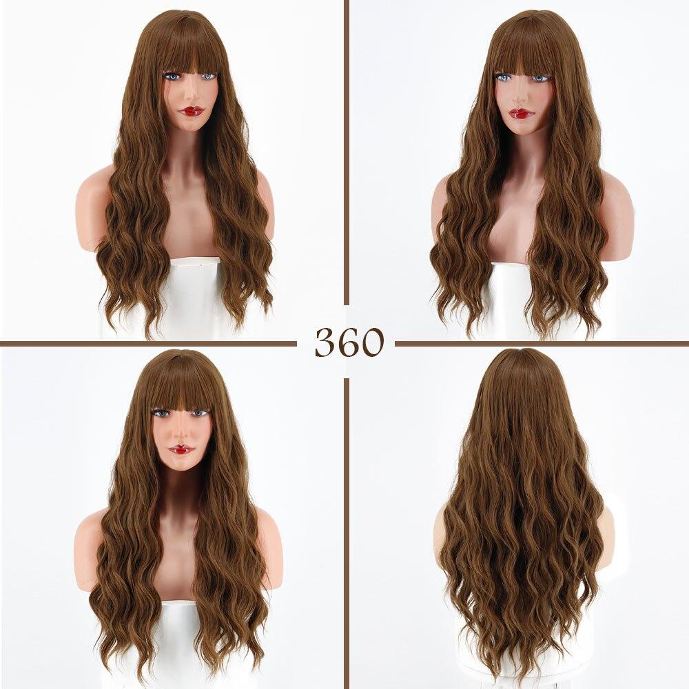 MERISIHAIR Женские длинные волнистые парики с тупой челкой, парики из синтетического высокотемпературного волокна, повседневные вечерние, для косплея