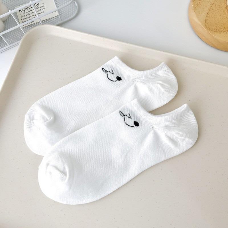 5 пар белых минималистичных коротких носков, забавные носки с выражением лица, впитывающие пот и не пропускающие запахи, тонкие спортивные носки-лодочки с низким вырезом